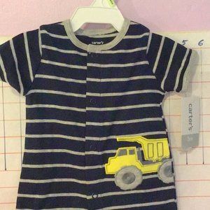 CARTER’S infant boy romper  3 mo  blue AND GRAY  NWT